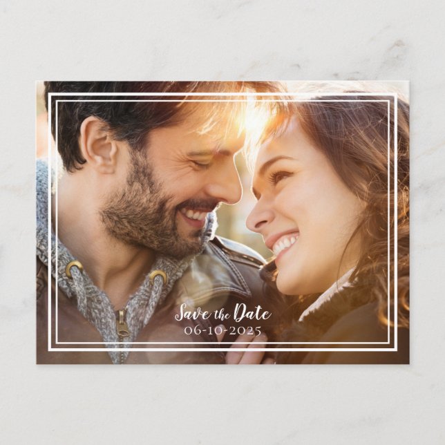 Save The Date Wedding Photo Chic Gold Modern  Announcement Postcard (Front)