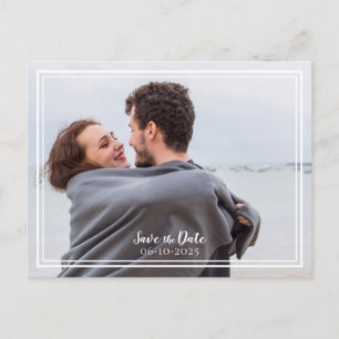 Save The Date Wedding Photo Purple & White Modern Announcement Postcard