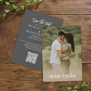 Save the Date Wedding Photo Simple Elegant QR Code