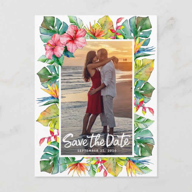 Save The Date Wedding | Photo Tropical Postcard (Front)