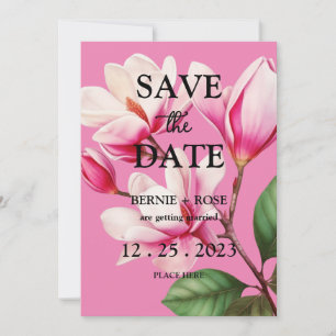 SAVE THE DATE WEDDING PINK FLOWER INVITATION