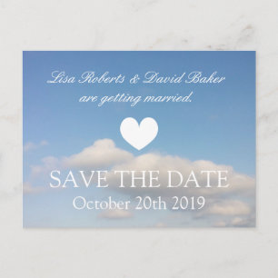 Save the date wedding postcard   white clouds sky