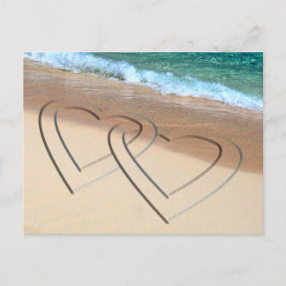 Save The Date Wedding Postcards Hearts Sands Beach