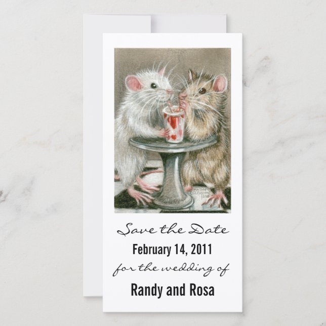 Save the Date Wedding Rat Photo Card (Front)