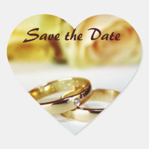 Save the Date/Wedding Rings Heart Sticker