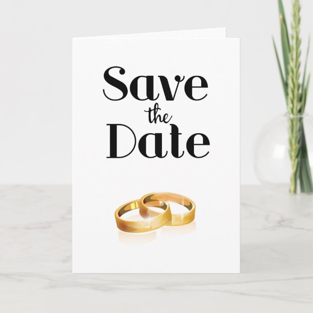 Save the Date Wedding Rings Holiday Card (Front)
