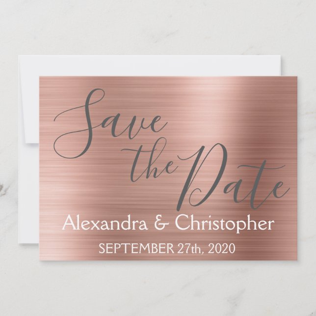 Save the Date Wedding Rose Gold Pink Foil (Front)