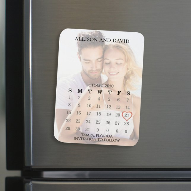  Save The Date Wedding Simple 5 Row Calendar Photo Magnet (Creator Uploaded)