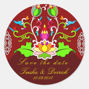 save the date wedding sticker asian style