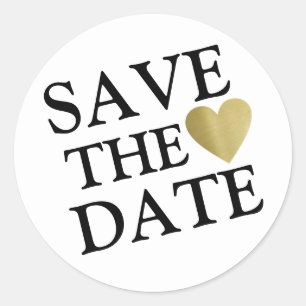 save the date wedding stylish  classic round stick sticker