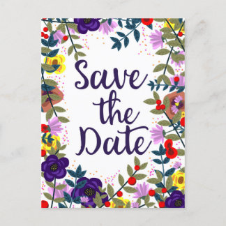 Save The Date Wedding Vintage Floral Reef Postcard