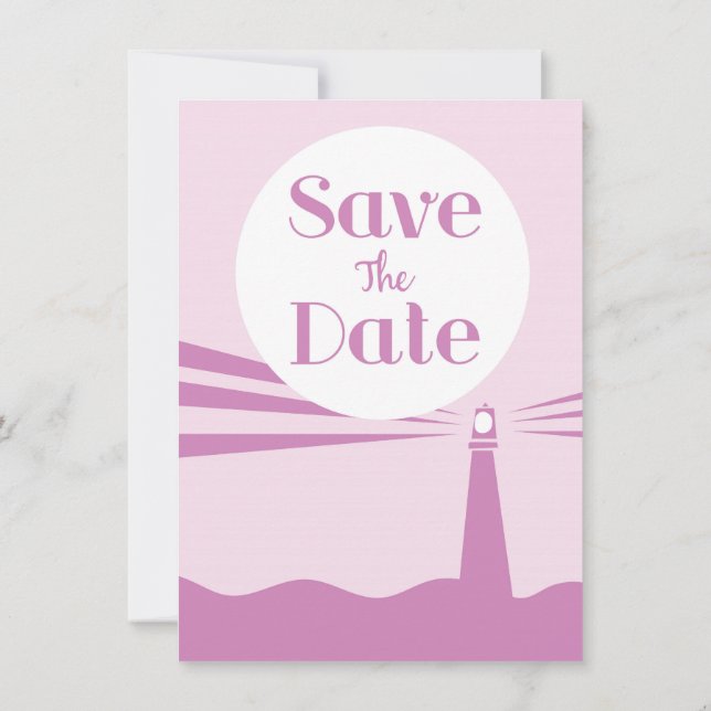 Save The Date Wedding Vintage Lighthouse Invitation (Back)