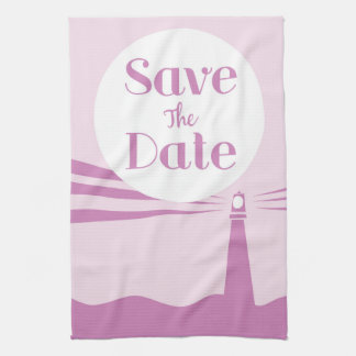 Save The Date Wedding Vintage Lighthouse Tea Towel