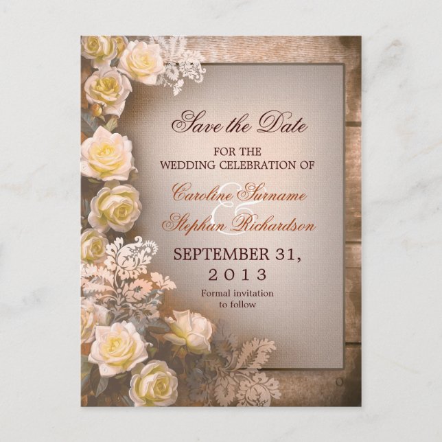save the date wedding vintage postcards (Front)