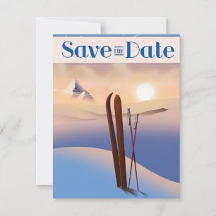 Save The Date Wedding Vintage Ski