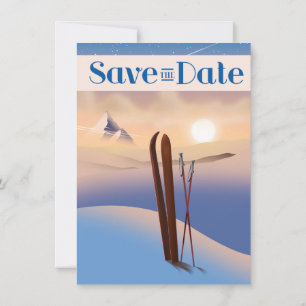Save The Date Wedding Vintage Ski Invitation
