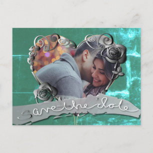 Save the Date Wedding with Heart Frame + Photo Postcard