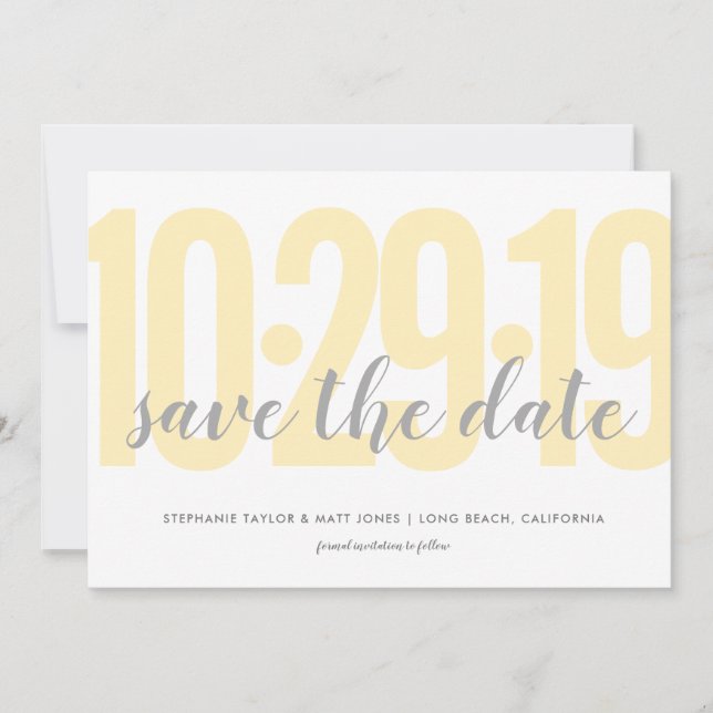 Save the date, wedding, yellow save the date (Front)