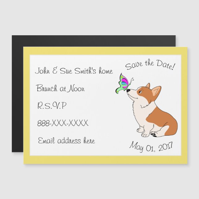 Save the Date Welsh Corgi Magnetic Invitation (Front/Back)
