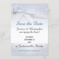 Save The Date White Bows | Tie The Knot Wedding