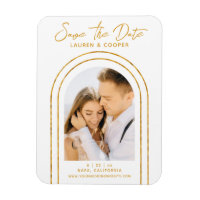 Save The Date White Gold Stylish Art Deco Wedding