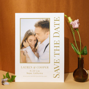 Save The Date White Gold Stylish Modern Wedding