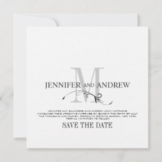 Save the Date White Monogram Wedding Announcement2