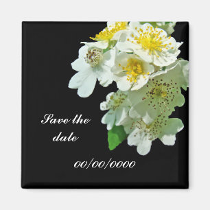 Save the Date White Multiflora Roses Wildflower Magnet