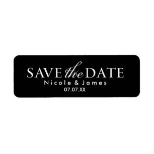 SAVE THE DATE White Typography Sticker Label