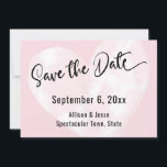 Save the Date White Watercolor Heart on Pink Card<br><div class="desc">In this unique, artistic wedding-themed design I've used an elegant, modern calligraphy font to create a graphic typography overlay reading ""Save the Date". Behind the text I've placed a white watercolor heart distressed in an artistic way such that your chosen background colour peeks through; I've used pale pastel pink in...</div>
