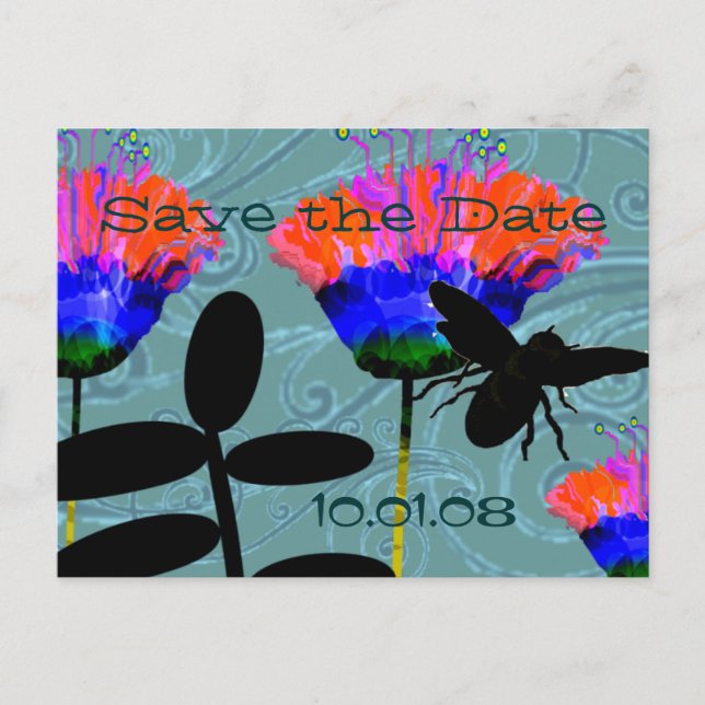 Save The Date Wild Flowers - Customised Announcement Postcard (Front)