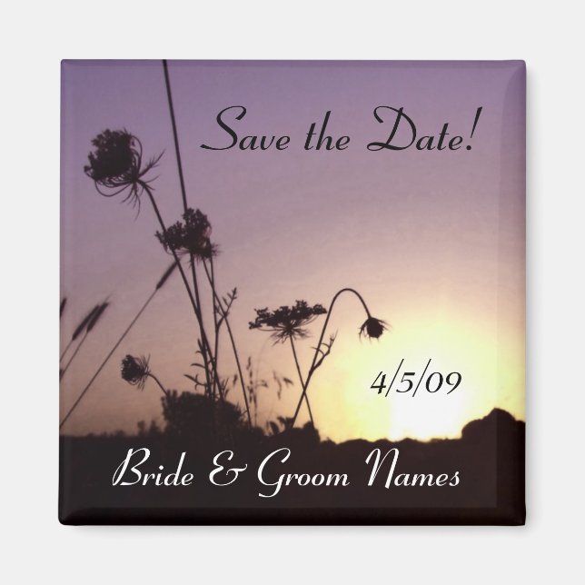 Save the Date Wild Flowers Sunset Magnet (Front)