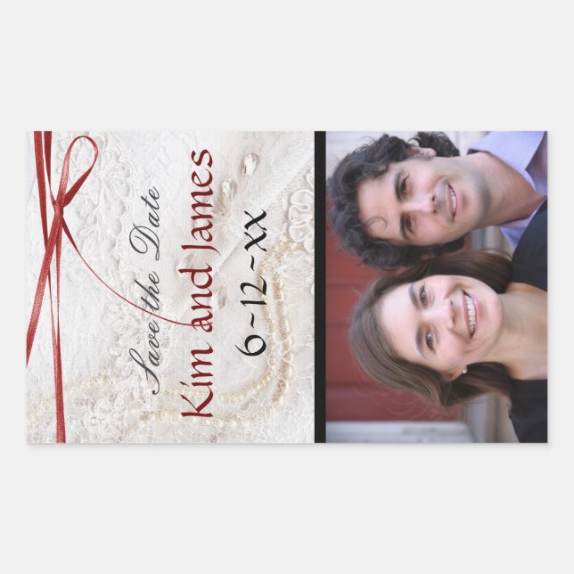 Save the Date Wine Bottles Rectangular Sticker (Front)