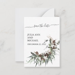 Save the Date Winter Foliage Christmas Cotton Card