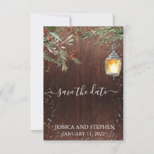 Save the Date Winter Rustic Pine Christmas