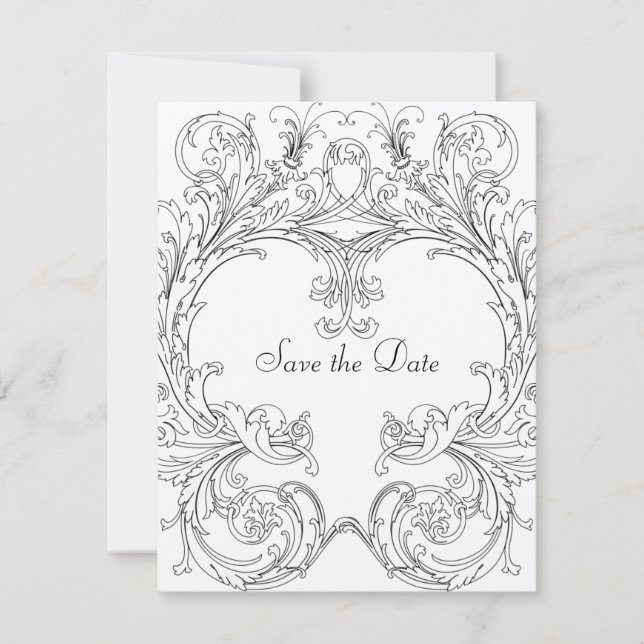 Save the Date with Baroque Frame (Front)