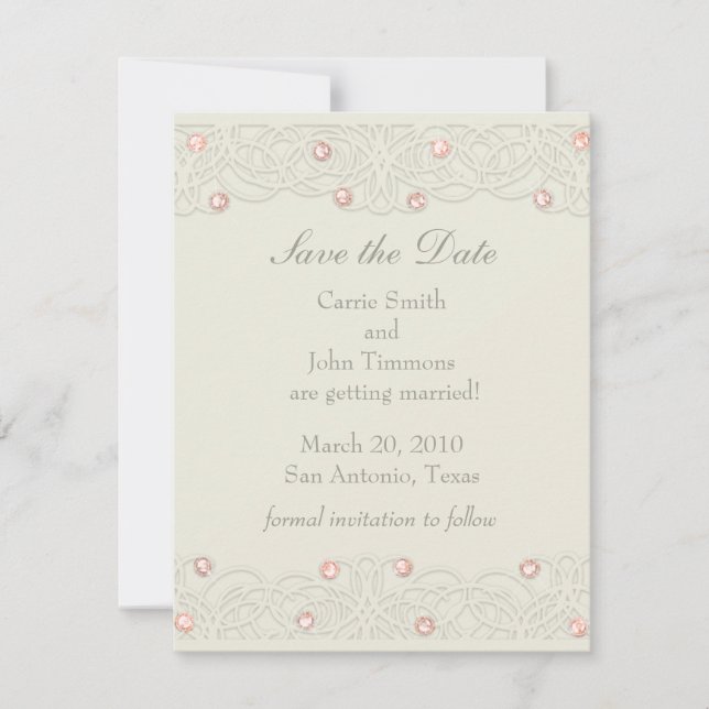 Save the Date with Coral Crystals Invitation (Front)