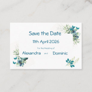 Save the Date with Floral and Butterfly motif Business Card