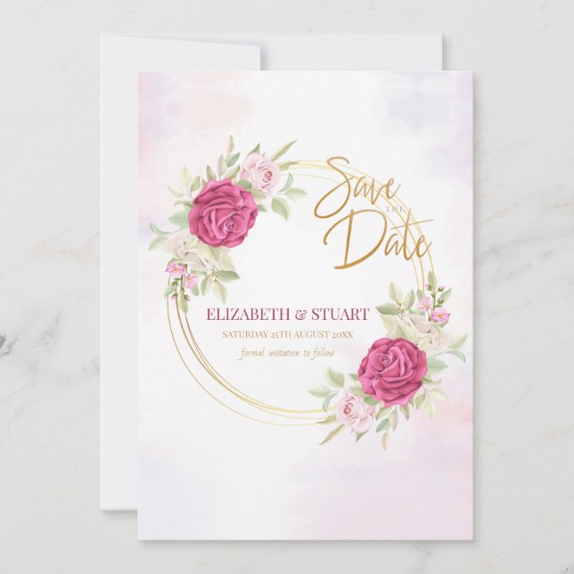 Save the Date with Roses Announcement (Front)