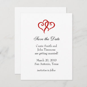 Save the Date with Simple Red Hearts