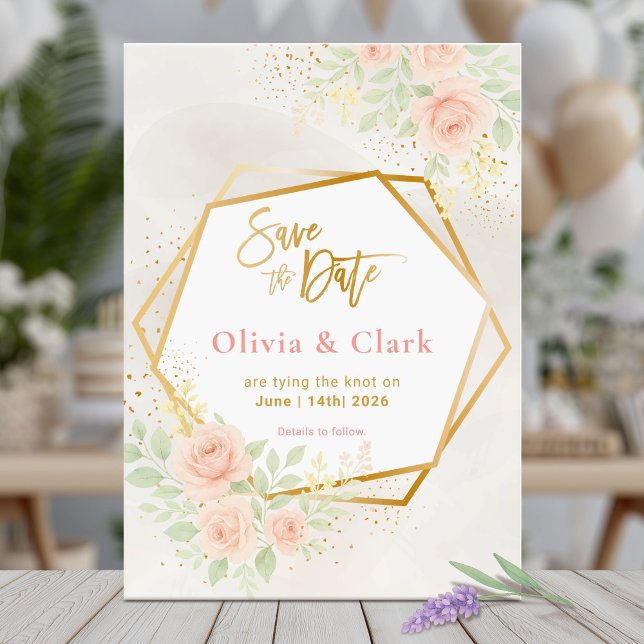 Save the Date with soft pastel flowers Invitation (Creator Uploaded)