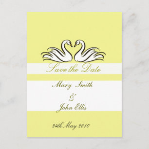 Save the date with swans postcard