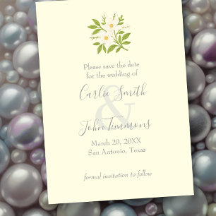 Save the Date with White Flowers
