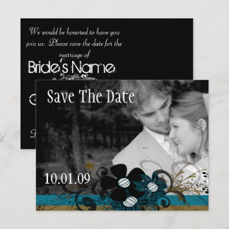 Save the Date with YOUR Photo - SeaBlue and Brown Announcement Postcard