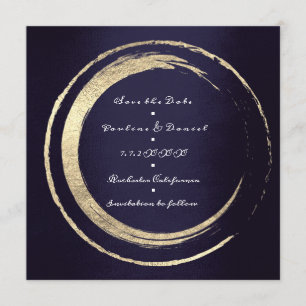 Save The Date Wreath Blue Navy Golden Circles