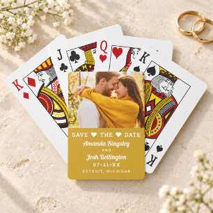 Save the Date Yellow Custom Wedding Photo Playing Cards