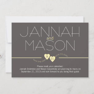 Save the Date Yellow Hearts