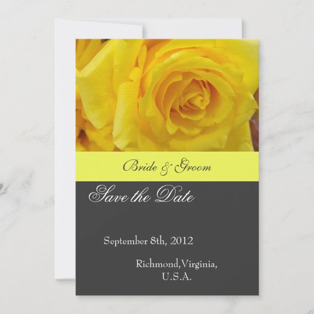 Save the date, yellow rose flower date (Front)