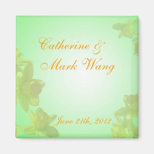 save the date, yellow tulip flowers magnet (Front)