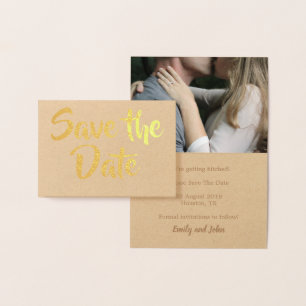Save The Date/Your Photo/Gold Kraft Foil Card